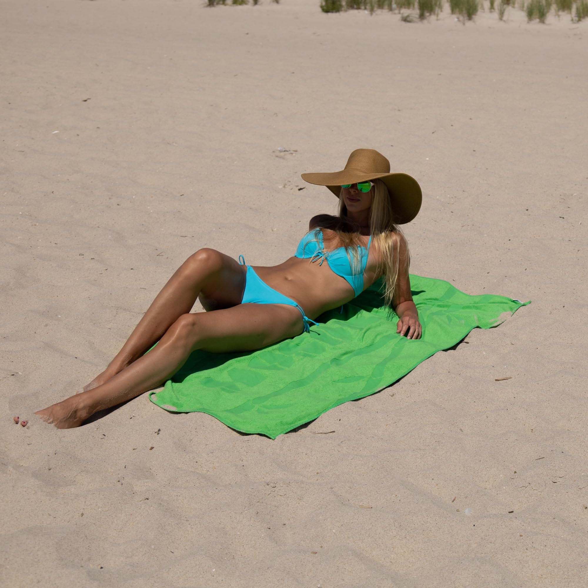MOSOBAM Toalla de playa de algodón turco de bambú suave de 35 x 70, verde clásico, toallas de hotel de lujo de 450 g/m², secado rápido, extra grande, juego de baño de viaje, juegos de baño
