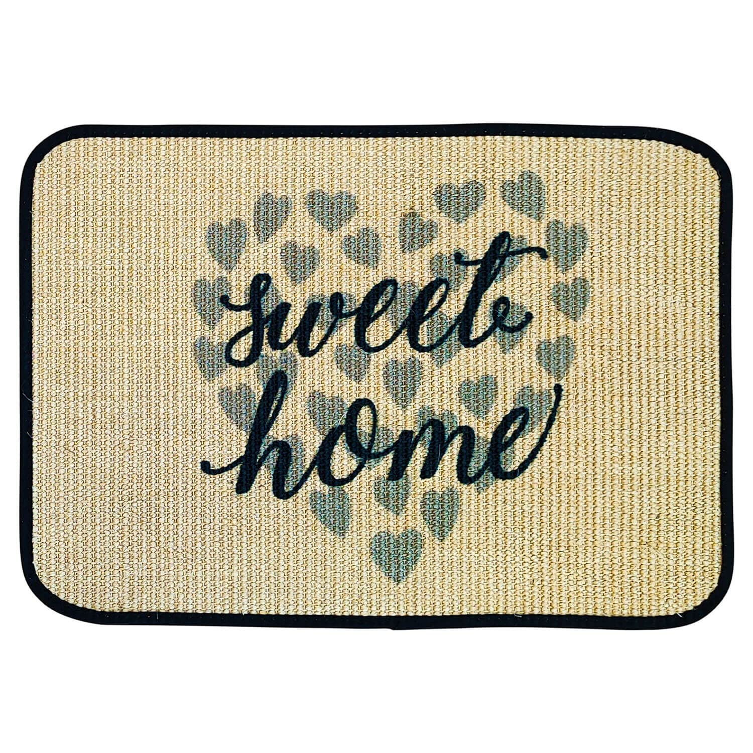 WohnDirect Eco-Sisal Fußmatte 45x75 - Fußmatte 100% Sisal - rutschfeste Türmatte Sweet Home Hearts - Kratzmatte - Made In Germany