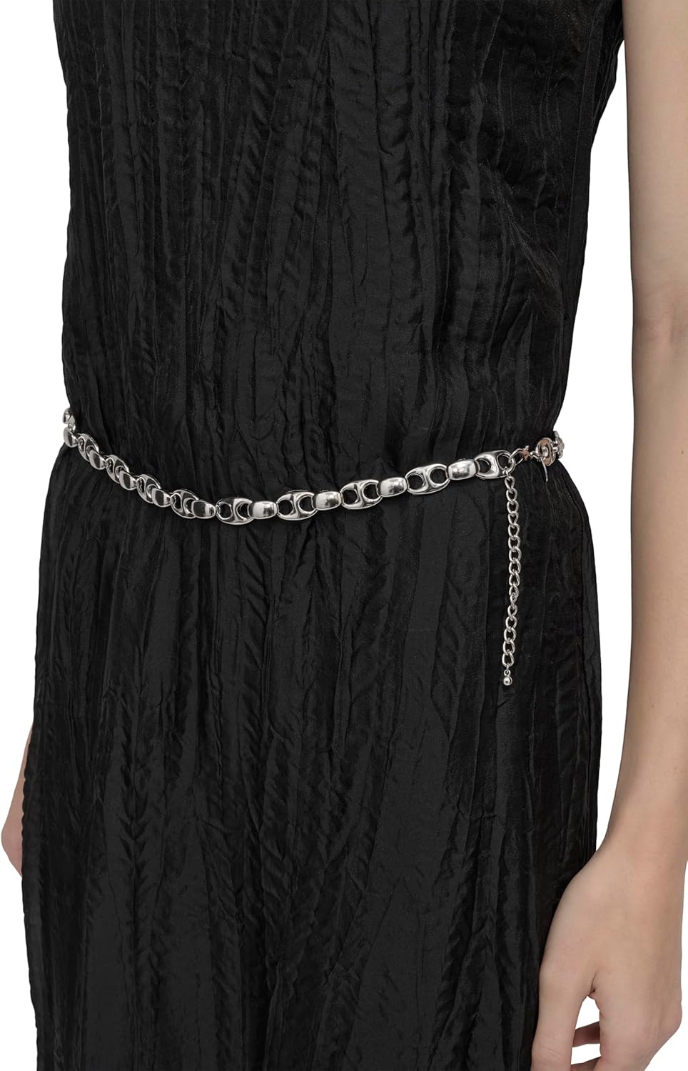 DKNY Women's Sleeveless Jewel Neck Removable Chain Belt Midi Dress Lined - Image 6