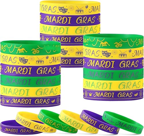 Yaomiao 48 pulseras de silicona elásticas para carnaval, regalos de fiesta de Mardi Gras, suministros de fiesta de cumpleaños, decoraciones de disponible en Yaxa Colombia