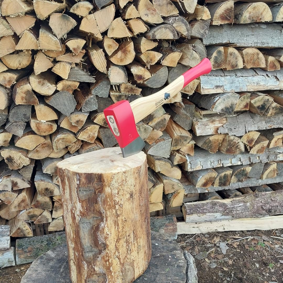 Bison Spaltbeil 1250g, müheloses spalten mittelgroßer Holzstücke und Kaminholz, 500 mm Eschestiel besonders robust & stabil, höchste Spaltleistung