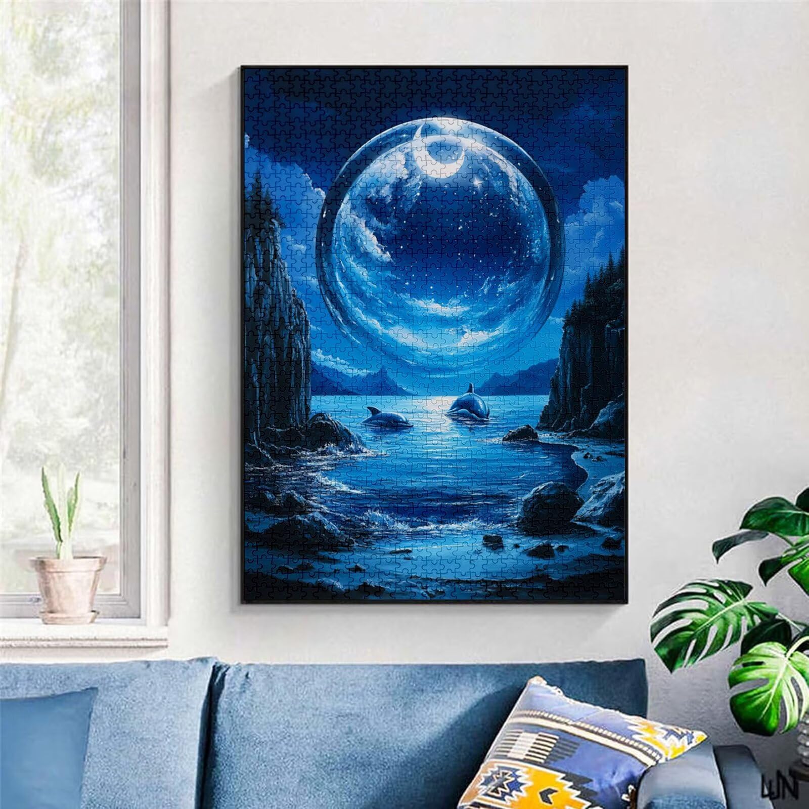 Puzzle 2000 Pezzi, 3 4 5 Anni Puzzle Luna 6 7 8 Anni Giochi Educativi Sostenibili Con Motivi Per Adulti Da Gioco in Legno Di Alta Qualità Jigsaw Delfino per Gioco Familiare, 2026 Regalo Natale H-2309
