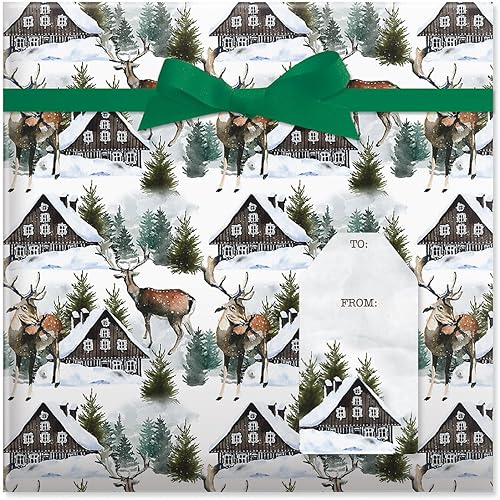 Miniatura 7 de Current Cabin in the Woods - Papel de regalo enrollado de Navidad, rollo de papel de regalo jumbo de 23 pulgadas x 32 pies, 61 pies cuadrados en