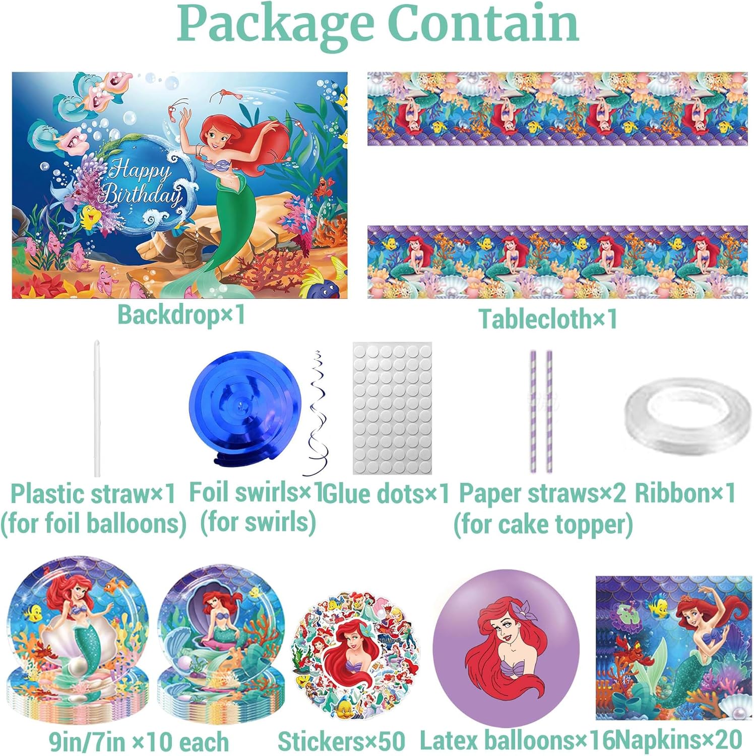 Cartoon Birthday Decorations, Include Backdrop Tablecloth Banner Balloons Hanging Swirls Tableware Set Cake Cupcake Toppers Stickers