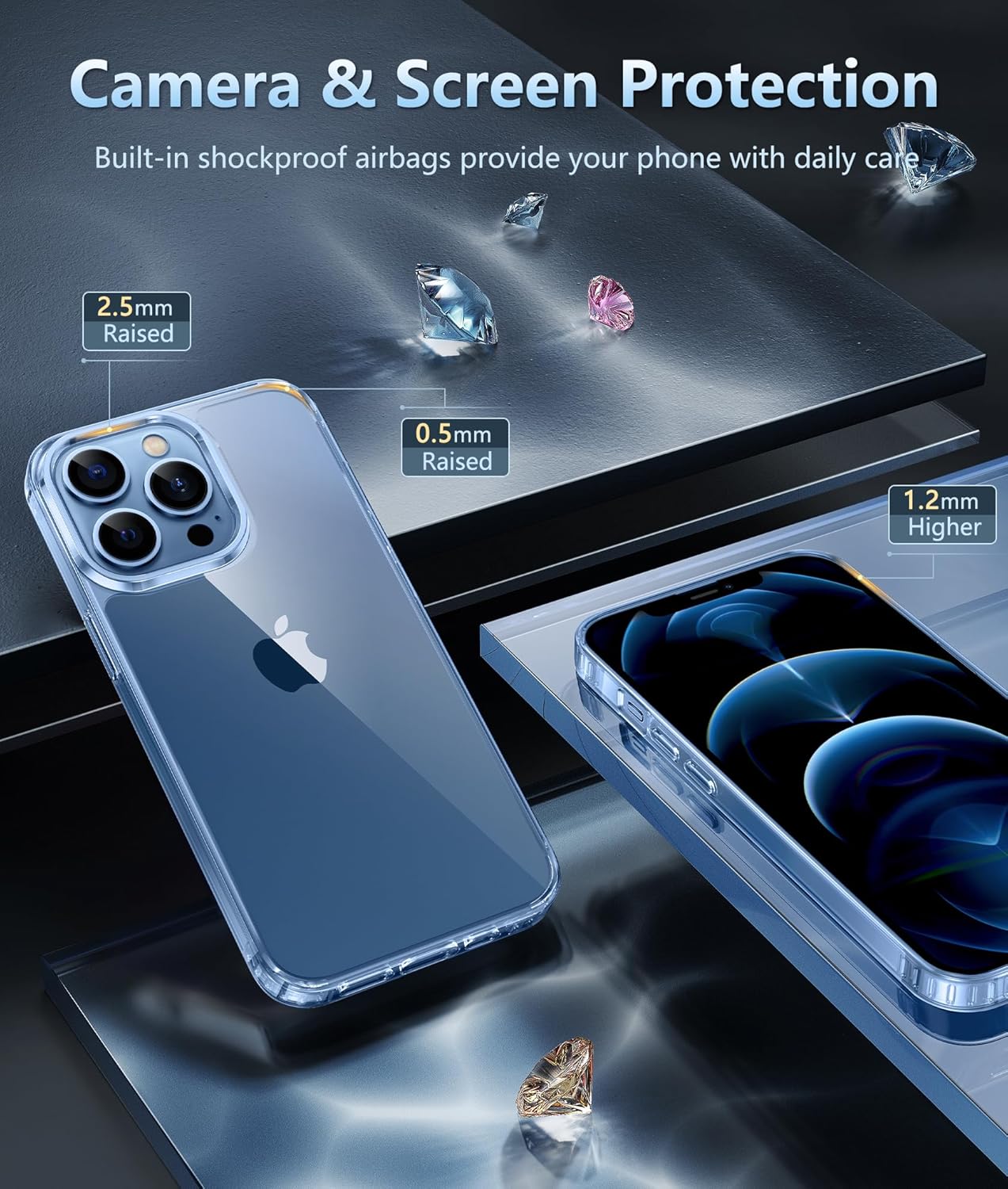 FNTCASE for iPhone 12 Case: iPhone 12 Pro Case Clear Slim Shockproof Cell Phone Protective Cover | Anti Yellowing Scratch Proof Drop Proof Tough 5G Mobile Phone Protection Bumper 6.1 inch - Image 6