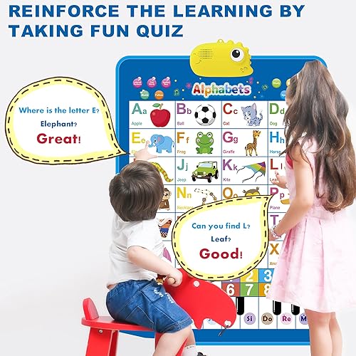 Miniatura 5 de Richgv Electronic Interactive Alphabet Wall Chart Educativo Poster Juguetes para niños y niños pequeños Aprender y leer ABC 123 Palabras Happy