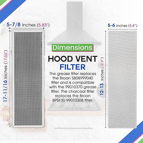 Miniatura 9 de Filtro de campana extractora de repuesto para 99010370 de 5.87 x 16.93 pulgadas, filtro de campana de gama Broan flexible, filtro de grasa de