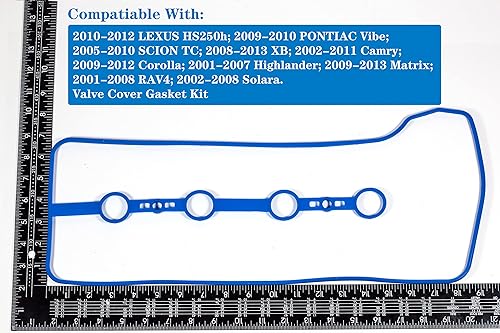 Miniatura 3 de VS50530R 2001-2012 Compatible con Pontiac Vibe Scion TC XB Toyota Camry Corolla Highlander Matrix Rav4 Juego de juntas de tapa de válvula 2.0L 2.4L