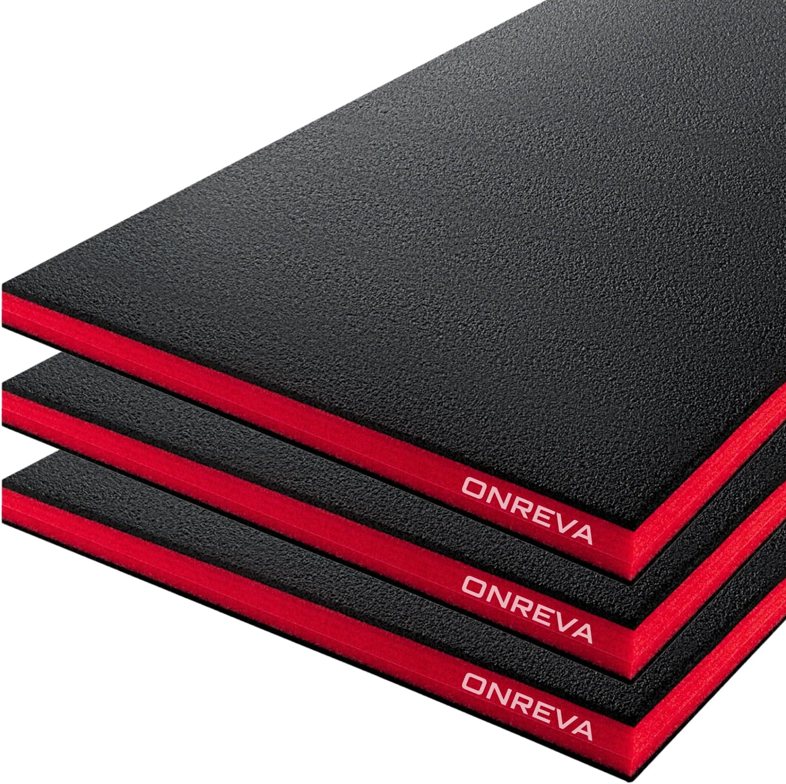 Tool Box Foam Organizer 18x12x1 inch 3Pack, Kaizen Sheets for Pro Tool Control, Custom Tool Shadow Inserts for Cases & Drawers, High Density Polyethylene Foam, Black with Red