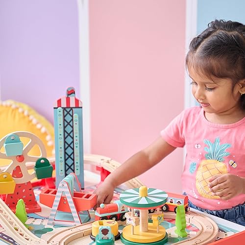 Miniatura 30 de Teamson Kids Laboratorio de juego preescolar 7 en 1 - Cubo de actividades de madera grande, laberinto de cuentas y conteo para niños, juguetes