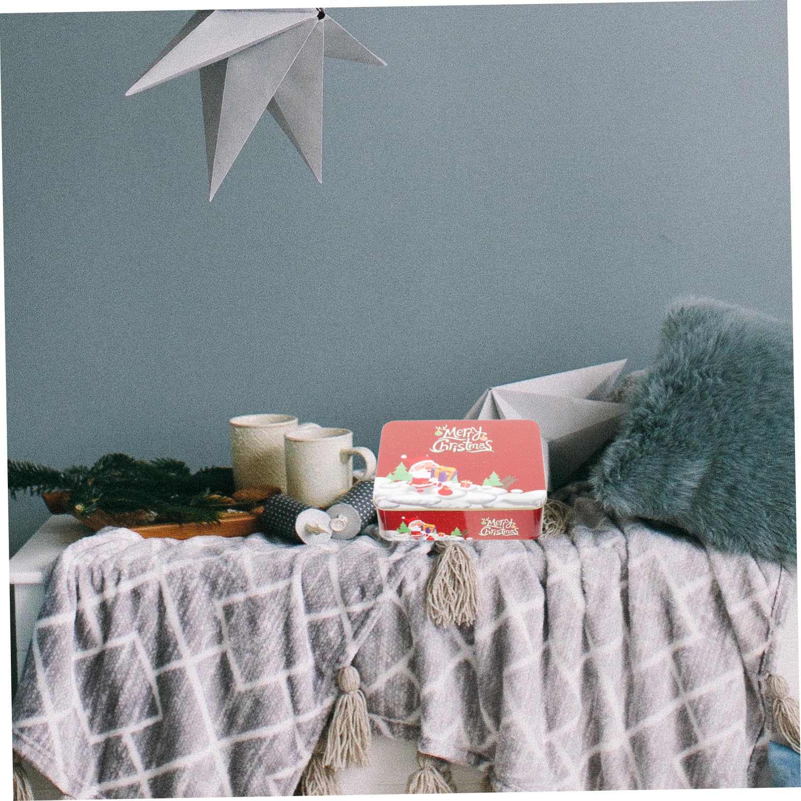 TOGEVAL 8 Teiliges Weihnachtsdose aus Metall Kleine Eckige Geschenkboxen mit Deckel Stabile Blechboxen für Weihnachtskarten und Geschenke Farbenfrohe Wiederverwendbare Vorratsdose