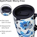 Topadorn Mug de voyage en céramique avec limace, 17oz Blue Bird Folk Art tasse à café, Grande tasse en céramique avec poignée, Micro-ondes & Coffre-fort pour lave-vaisselle, boîte cadeau incluse