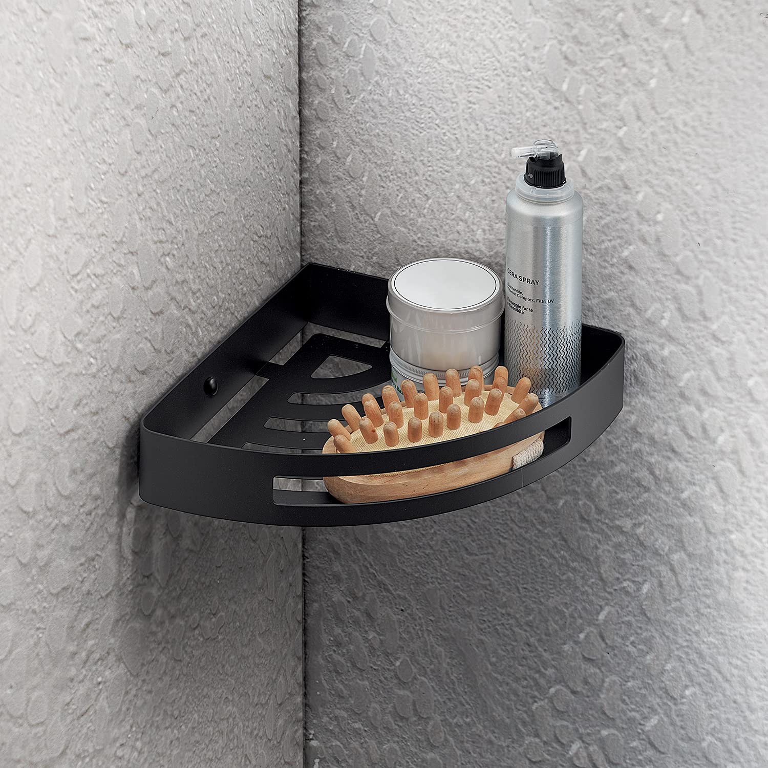 Gedy Hanoi Duschablage Aus Edelstahl 304 – Rechteckig, Schwarz, Maße 4,5x30x12,8 Cm, Wandmontage