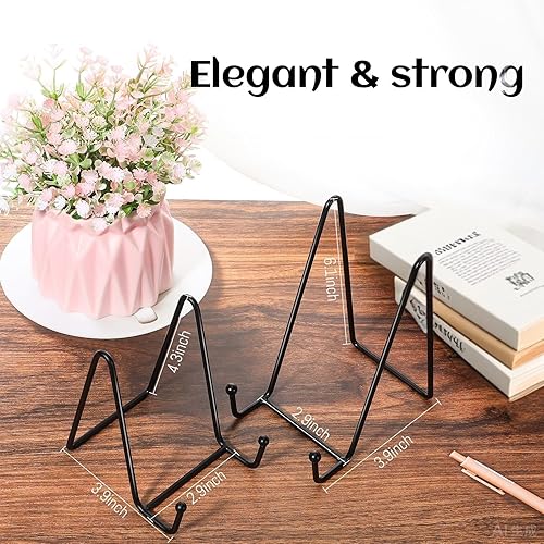 Miniatura 2 de Mixweer 24 soportes de placa para exhibición de metal, soporte de caballete de fotos, soporte para libros, soporte de fotos para caballetes de