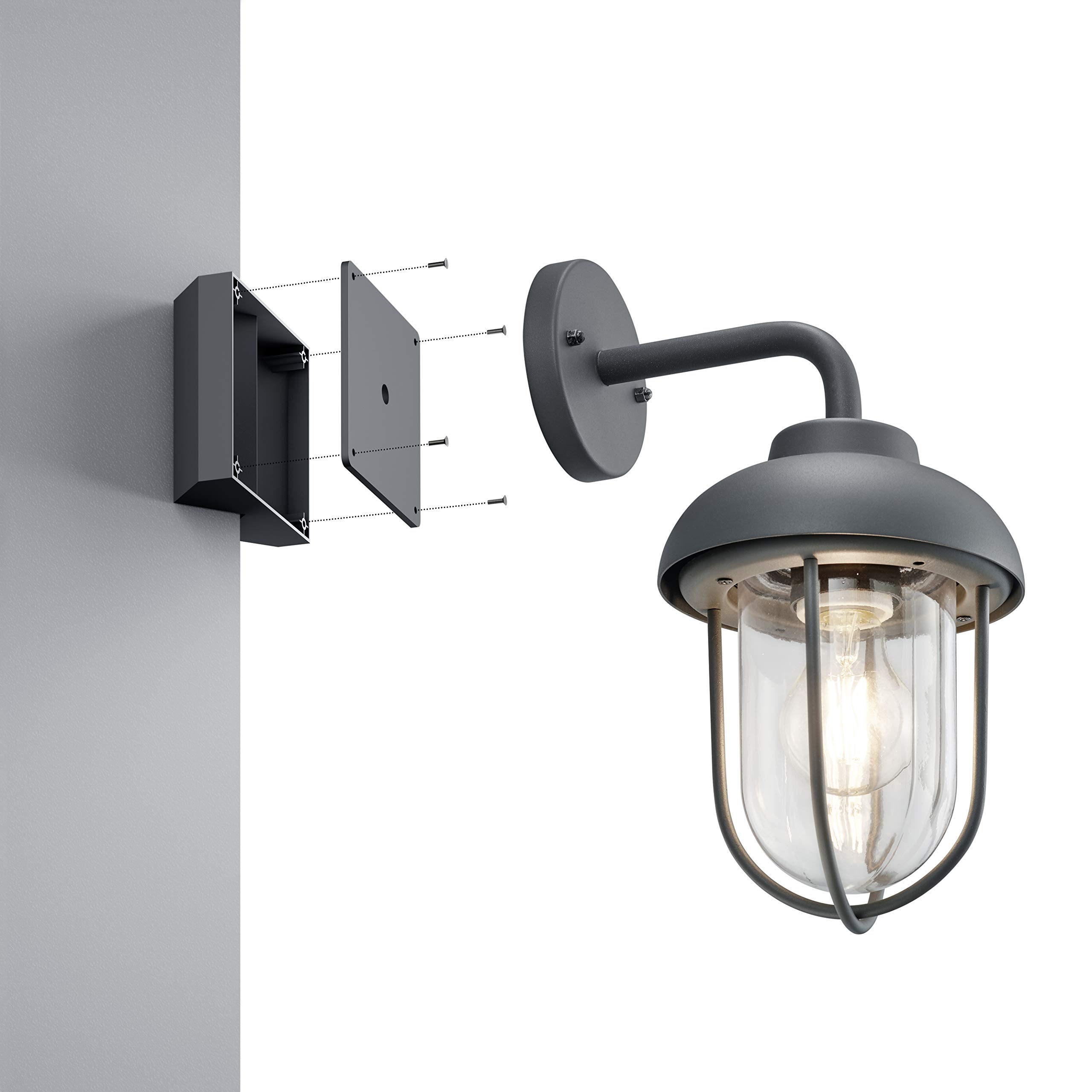 Trio Leuchten Mocowanie narożne 9965-32, do narożników zewnętrznych i wewnętrznych, nadaje się do wszystkich zewnętrznych lamp ściennych TRIO, czarny matowy