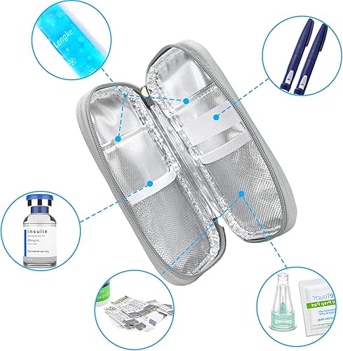Miniatura 7 de YOUSHARES Maletín de viaje para insulina aprobado por la TSA para medicamentos diabéticos, enfriador para viajes, bolsa organizadora de medicamentos