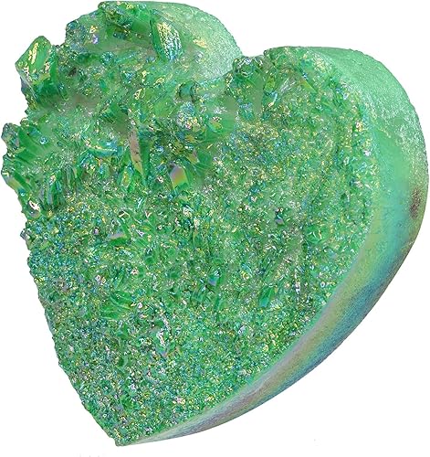mookaitedecor Espécimen de piedra de geoda de cristal con revestimiento de titanio y cuarzo natural para decoración del hogar, color verde