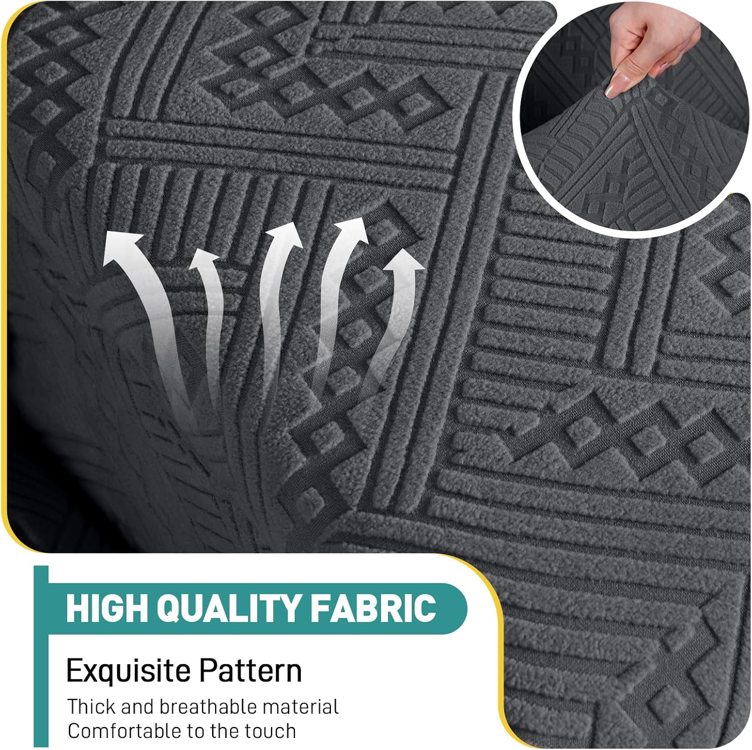 Ruaozz Couch Cushion Covers for Sectional Sofa Stretch Seat Cushion Covers Washable Sofa Slipcovers for L Shaped Soft Furniture Protector Pet Friendly (3 PC Seat + 1 PC Chaise Cover, Dark Gray)