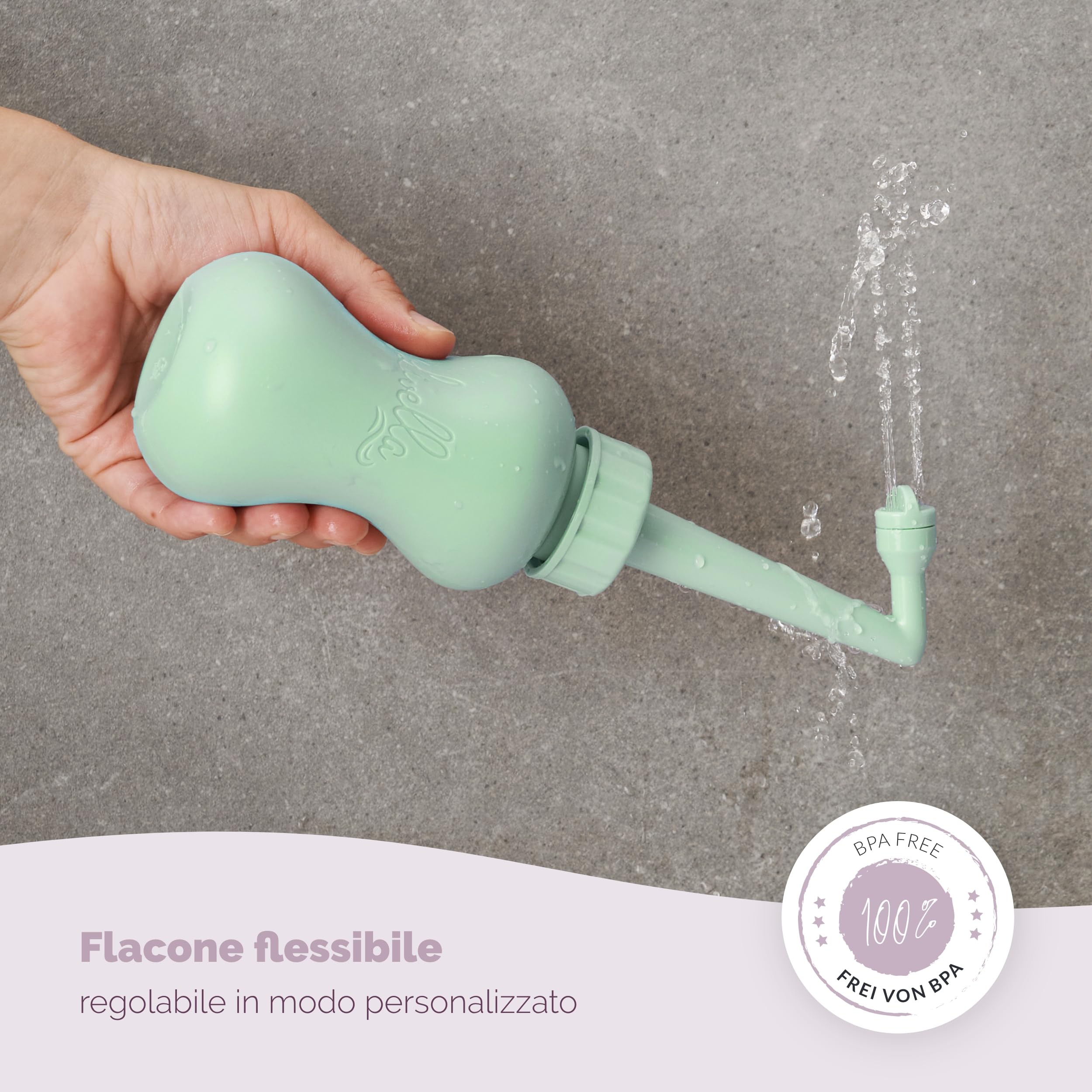 Spruzzatore portatile per bidet Livella, sviluppato in Germania, per una delicata igiene intima e un maggior comfort post-partum, bidet da viaggio ideale, doccetta per lavaggio perineale e anale