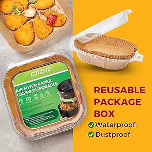 Air Fryer Liners Disposable - 125Pcs 4.7In Square Parchment Paper for Air Fryer, Non-Stick Airfryer Basket Liners for Steamer Microwave Oven