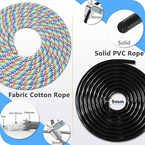 Miniatura 4 de Weighted Jump Rope, 1LB Tangle-Free Ball Bearing Rapid Speed Skipping Rope for Men Women, Adjustable 9mm Cotton & PVC Rope with Alum Handle for