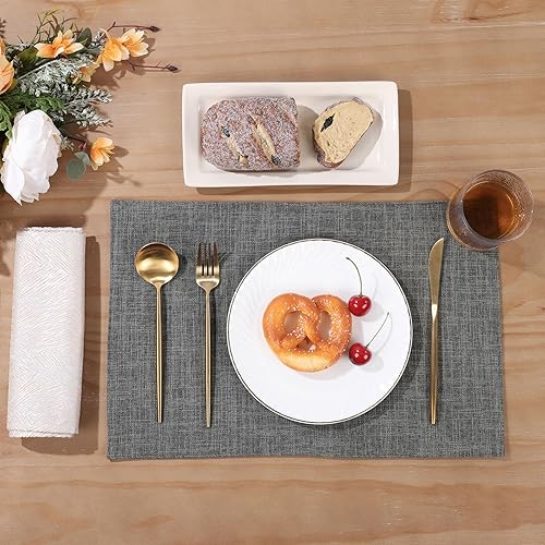 Miniatura 6 de SHACOS Juego de 4 manteles individuales de tela tejida, resistentes al calor, antideslizantes, lavables, de doble capa, manteles individuales