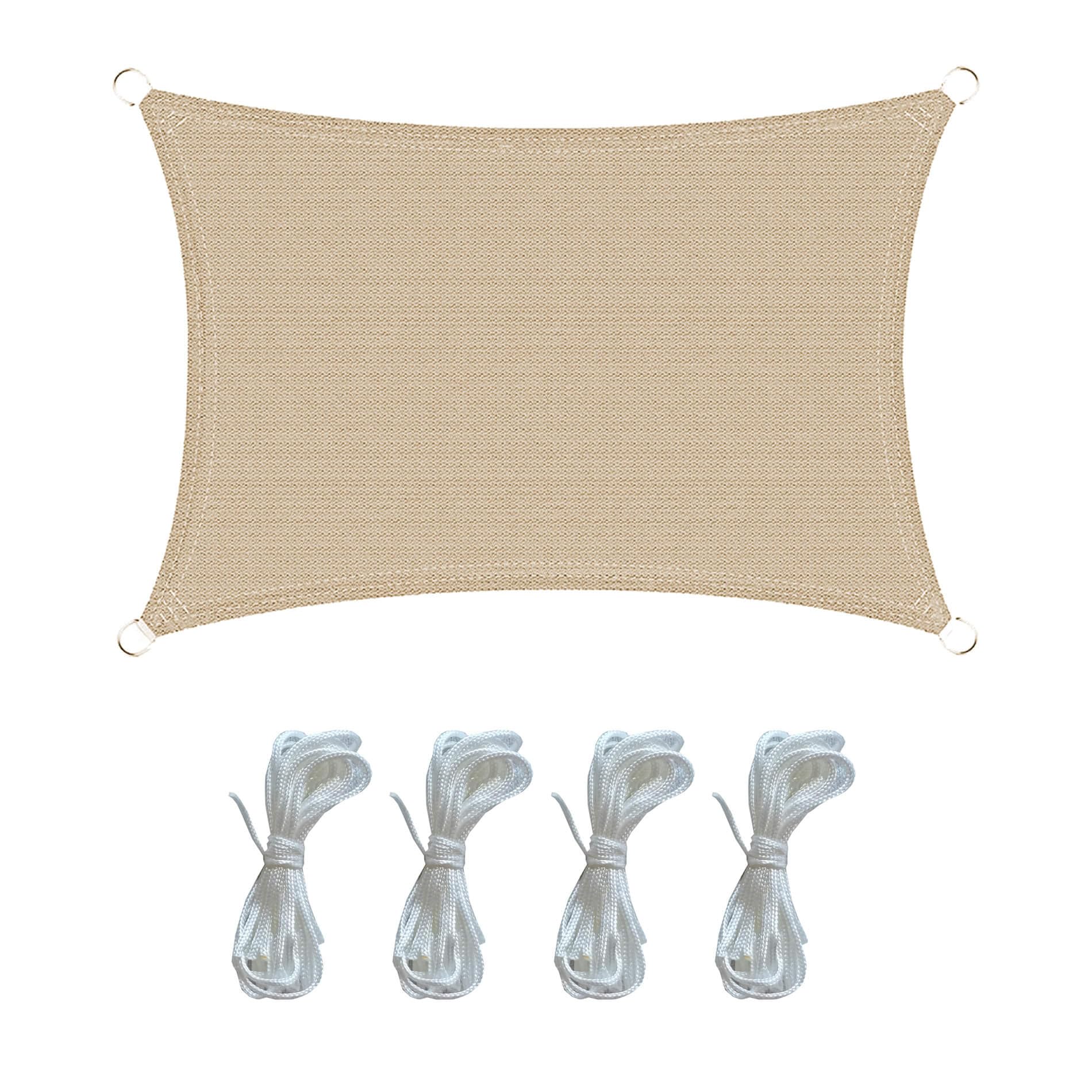 Rebecca Mobili Toalla de Sol Cortina a Vela para Exterior Jardín Beige Retangular Polietileno Protección Rayos UV Outdoor Bote Terraza 4x5 m (Cod. RE6344)