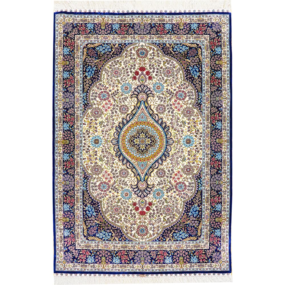 Oriental Silk Carpet 4x6 Pink Hand Knotted Traditional Medallion Vintage Luxury Silk Living Room Rug