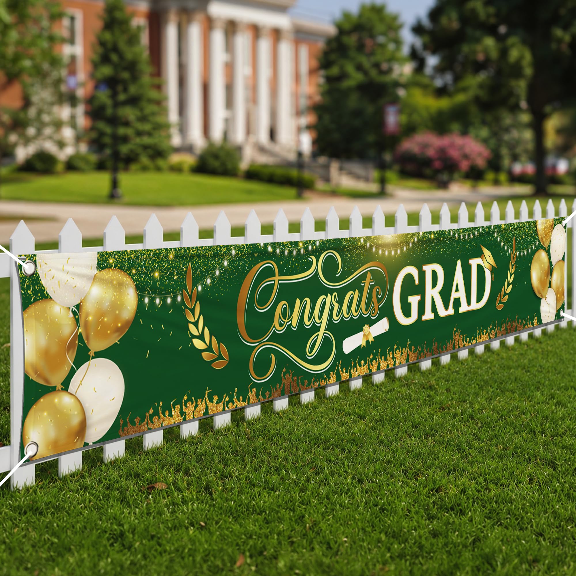 Green Congrats Banner with Balloon