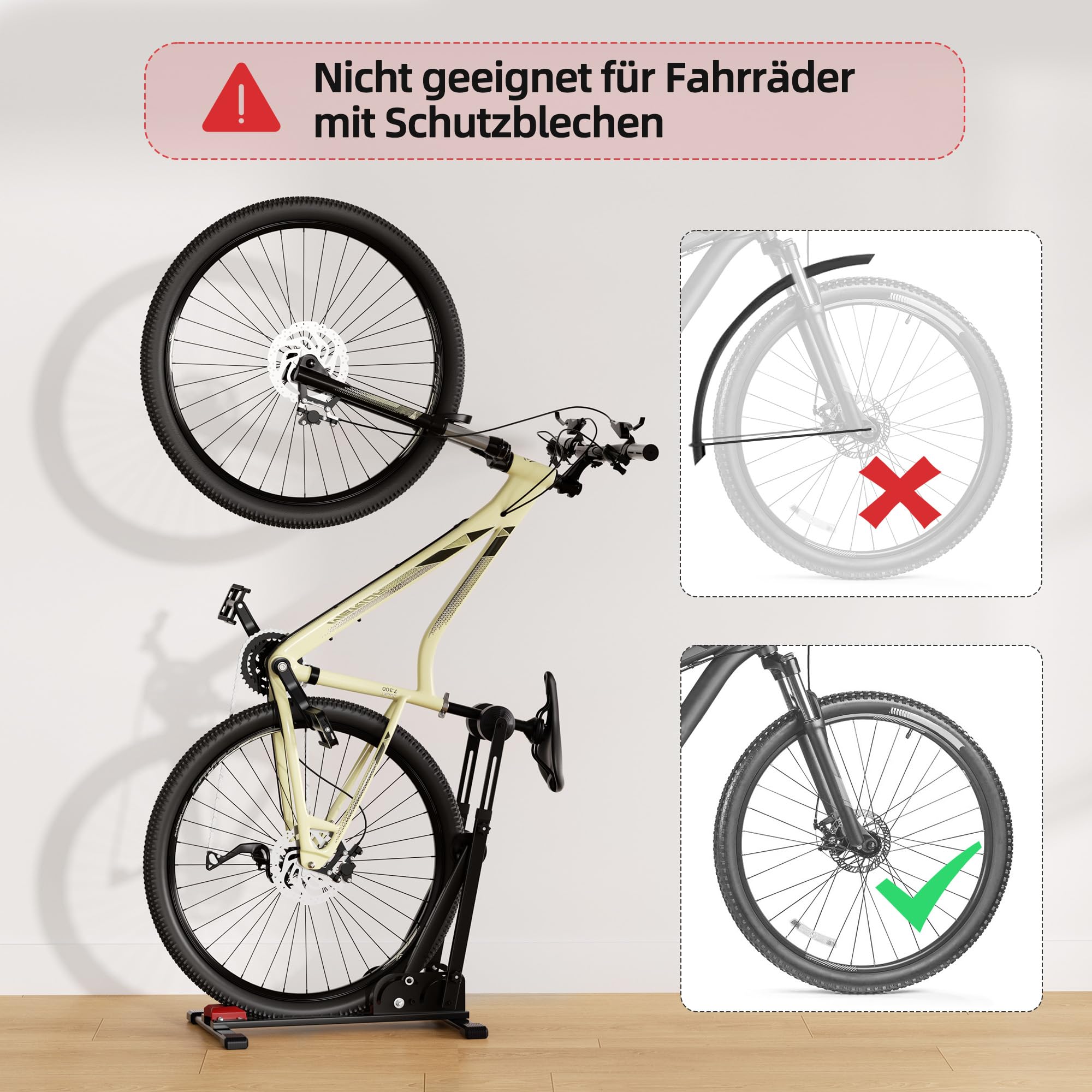Urban Deco Verstellbarer Fahrradständer, Fahrradständer Boden, Fahrradständer Rennrad,geeignet für Rennräder & Mountainbikes, verstauen