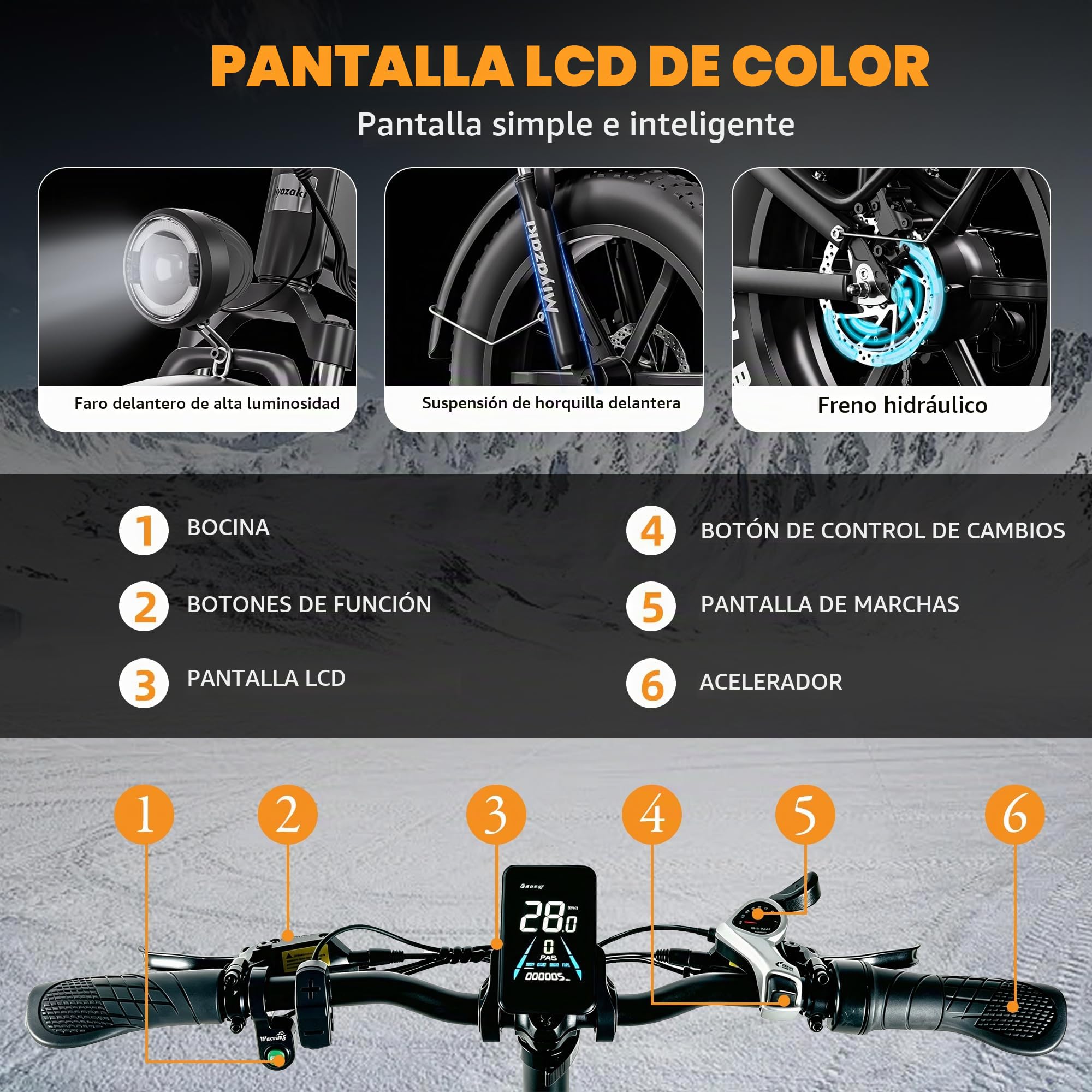 Bicicleta eléctrica plegable para adultos, batería extraíble con certificación UL, cuadro de aluminio ligero, bicicleta eléctrica con neumáticos gruesos de 20"X4.0", frenos hidráulicos de aceite para