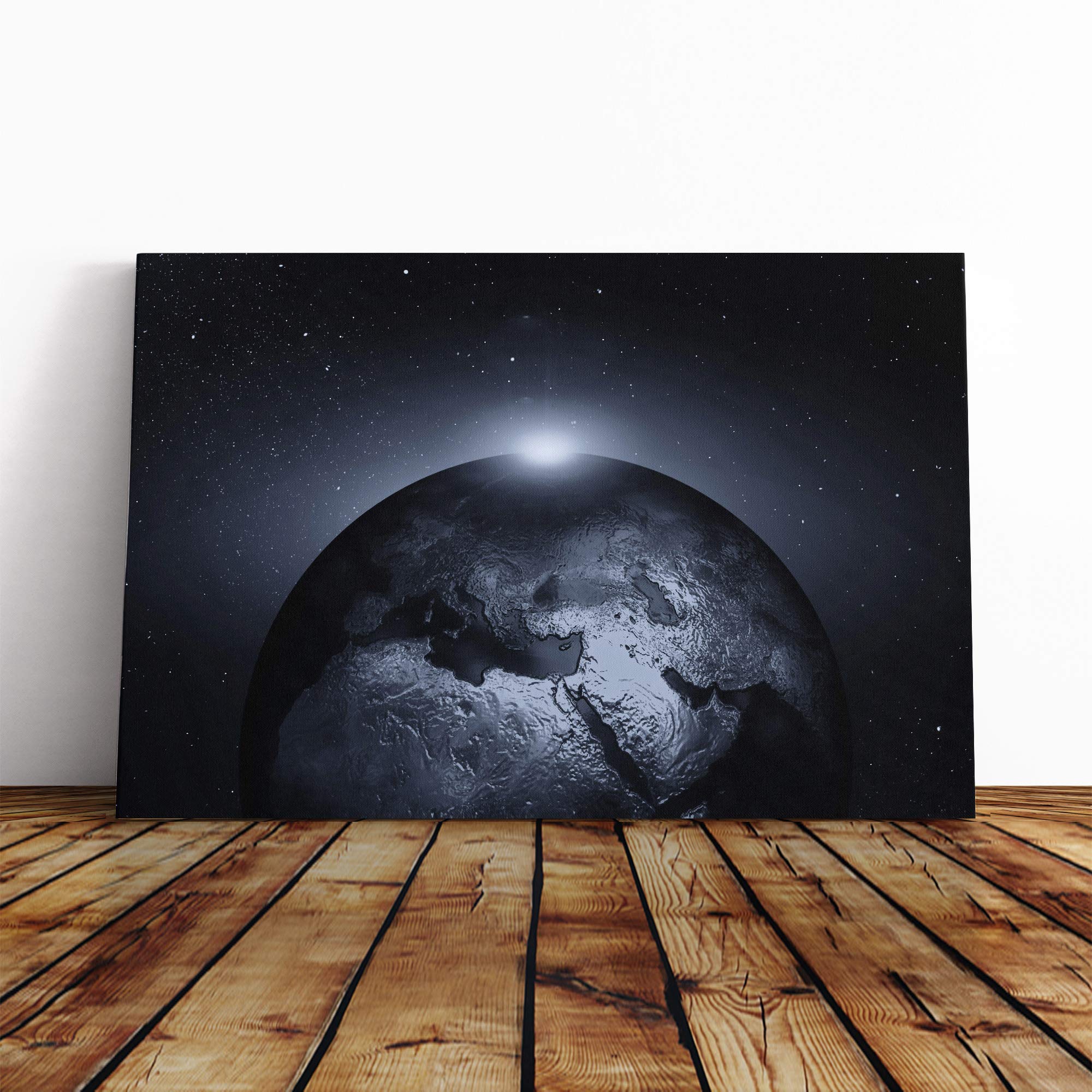 Earth from Space (5) Canvas Print | Gallery Wrapped 30mm Frame Wall Art | 24x16 inches | Ready to Hang | Modern Space Picture | Living Room Bedroom Lounge Office