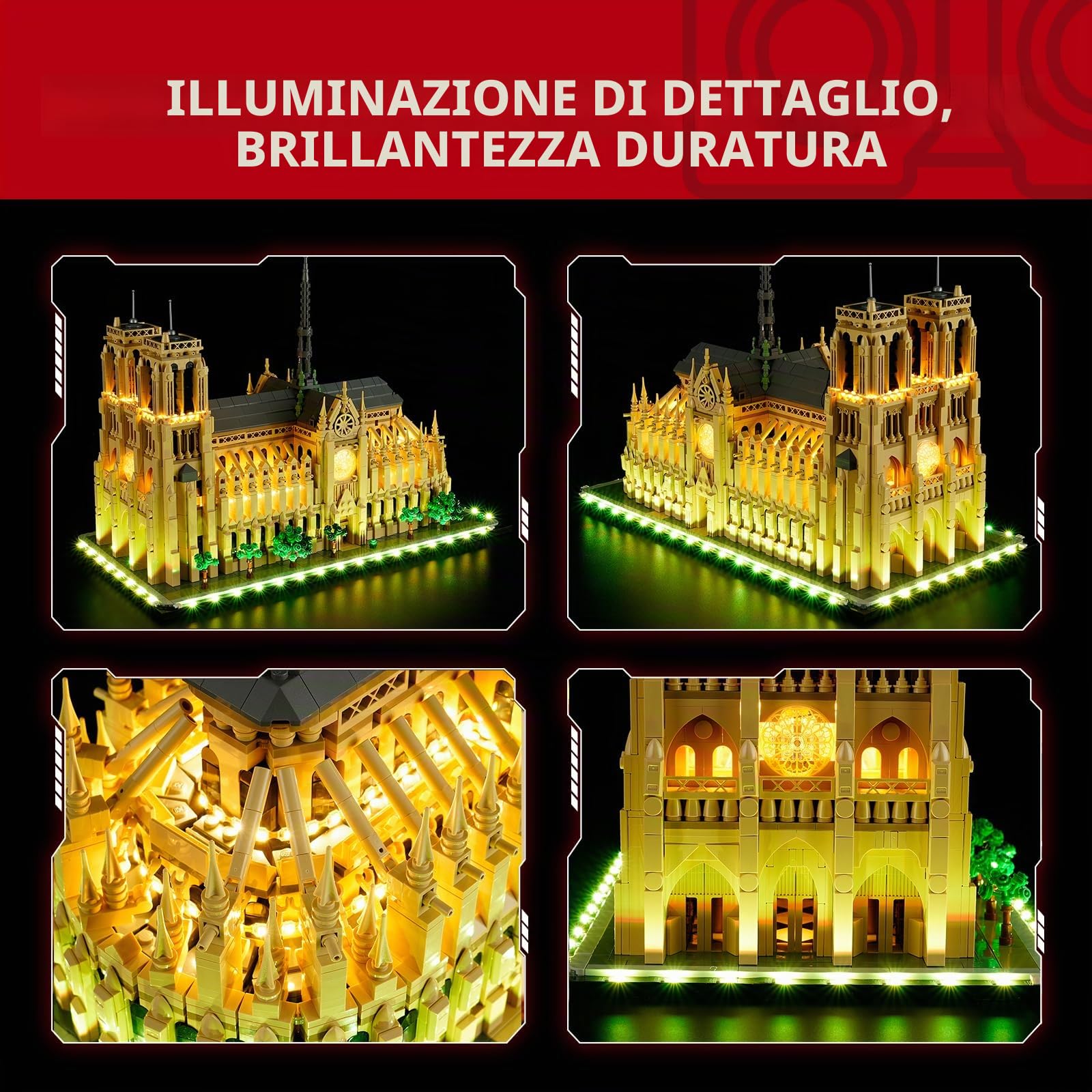 BRIKSMAX Kit luci 2.0 per Lego Notre Dame Cathedral (versione telecomando) - Innovativa illuminazione a LED compatibile con Lego Architecture 21061 - Set Lego non incluso