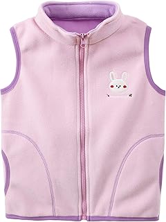 Chaleco de Forro Polar para Bebé Niño Pequeños Niño Niña Chaleco Polar con Cremallera y Cuello Alto Chaqueta Sin Mangas Patrón de Dibujos Animados Talla del Fabricante 80/86/92/98/104/110/116/122/134