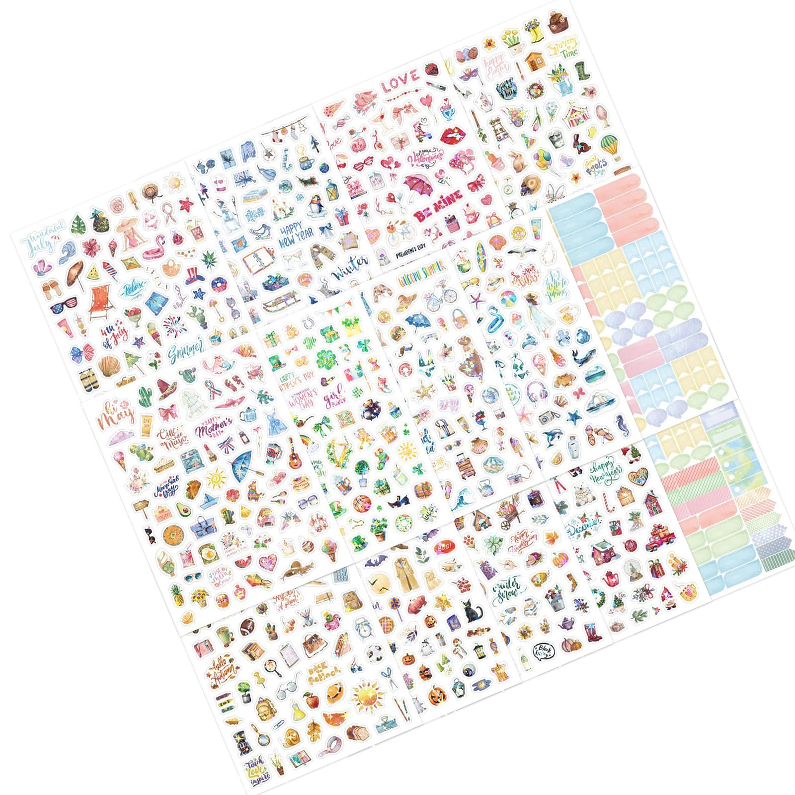 ordinarYone Christmas Themed Sticker Adhesive Decorative Sticker For Journals Planner Scrapbooking Card Making Craft Embellishment