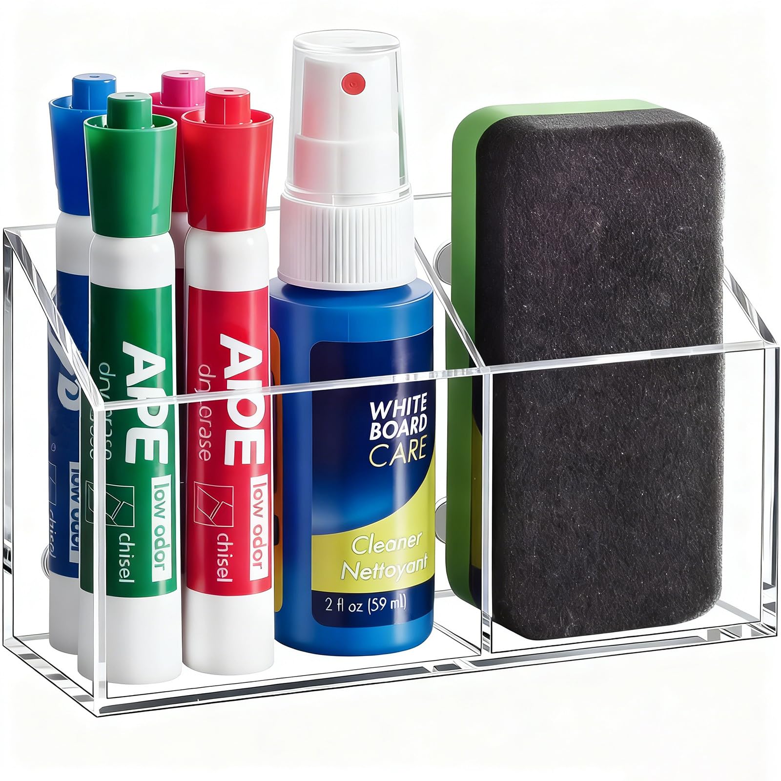 Magnetic Dry Erase Marker Holder for Whiteboard Acrylic Magnet Pen Holder for Refrigerator Fridge Marker Holder for Classroom