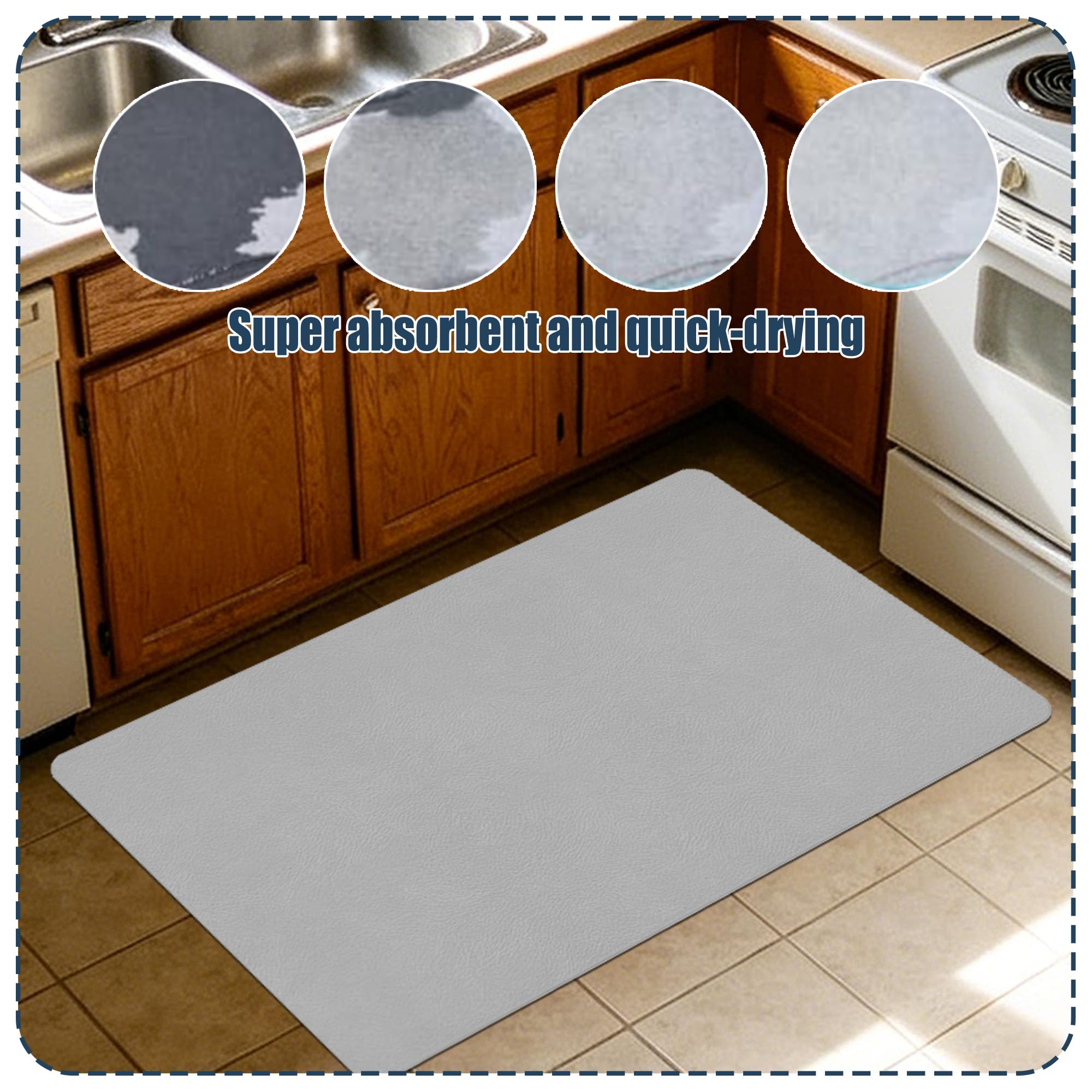Dywaniki Łazienkowe 40 x 114 cm Szybkoschnąca Antypoślizgowa Mata Łazienkowa Łatwy W Pielęgnacji Do Łazienki, Kuchni, Prysznica I Toalety, Jasny szary