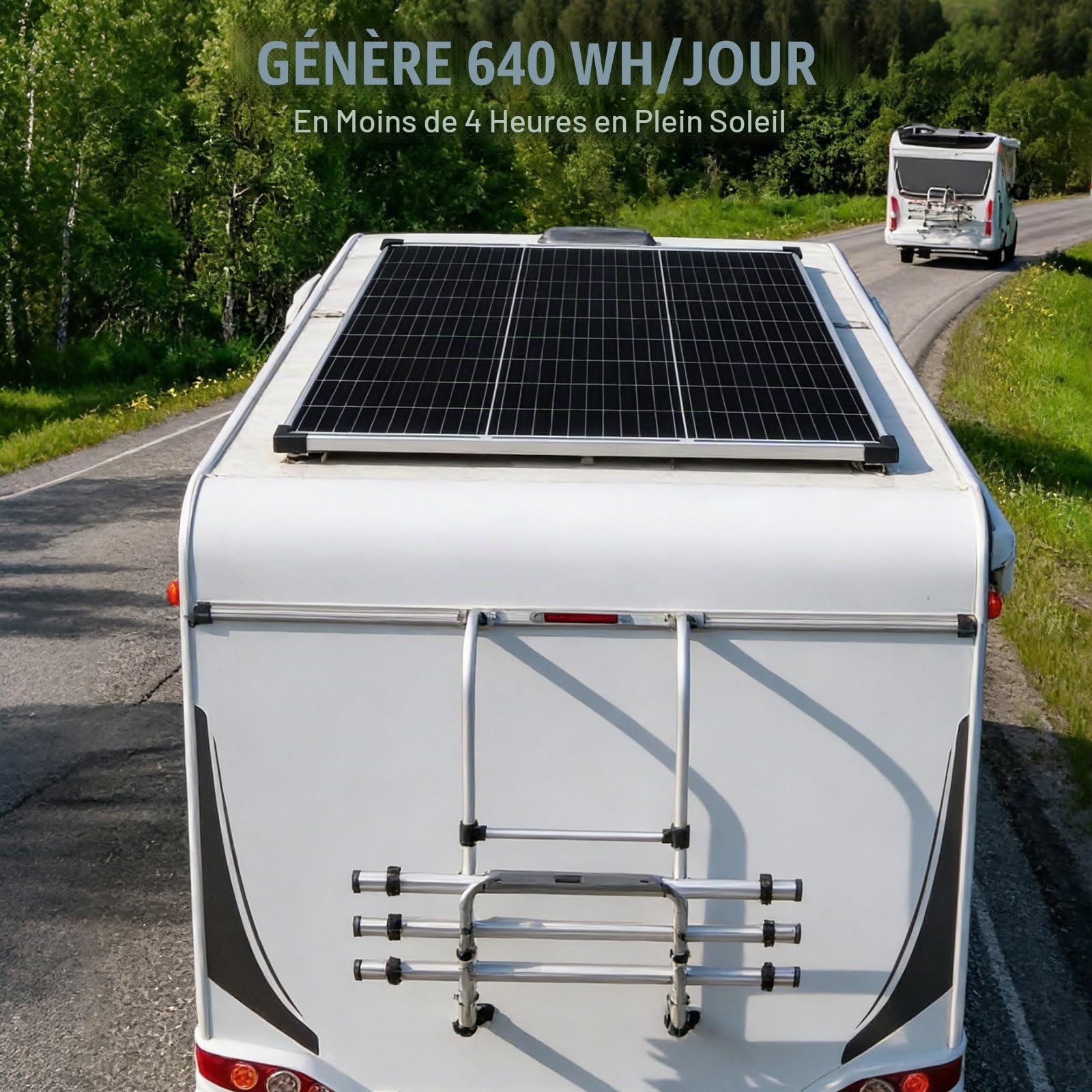【Kit de panneau solaire Bluetooth et APP 160W】DERUXI Panneaux solaires pour caravane 160 W 0,7 kWh/jour hors réseau pour camping-car, bateau, voiture : panneau solaire 160 W 12 V + contrôleur de