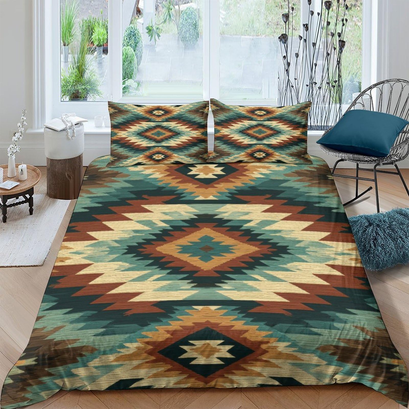Ctjqhvkz Style-8 3D Printed Aztec Geometric Fitted Sheet Microfiber Soft Breathable Southwest Diamond Mattress Cover For Bedroom Dorm Décor Single（135X200cm）