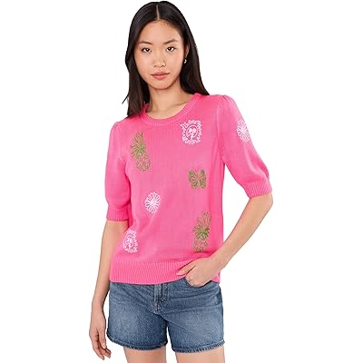 Lilly Pulitzer Orton Sweater cherry blossom pink fleur embroidery