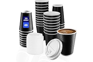 nicole home collection Double-Walled Insulated Ripple Paper Disposable Cups with Lids for Hot Beverage