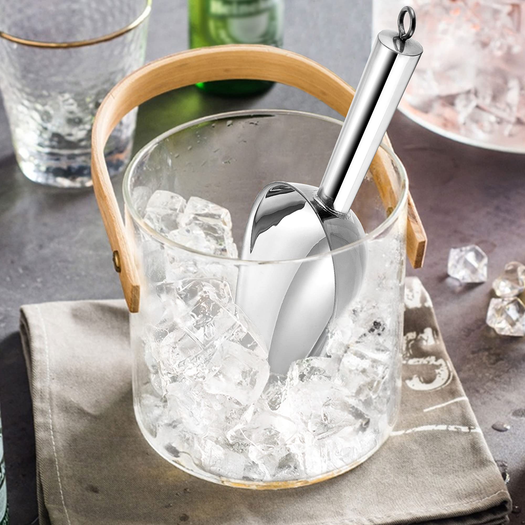 Uadme Pelle à Glace, Cuillère à Glace en Acier Inoxydable pour Machine à Glaçons Pelle à Nourriture pour Animaux Cuillère à Farine Sucrée Pelle à Bonbons pour Mariage, Cuisine, Buffet