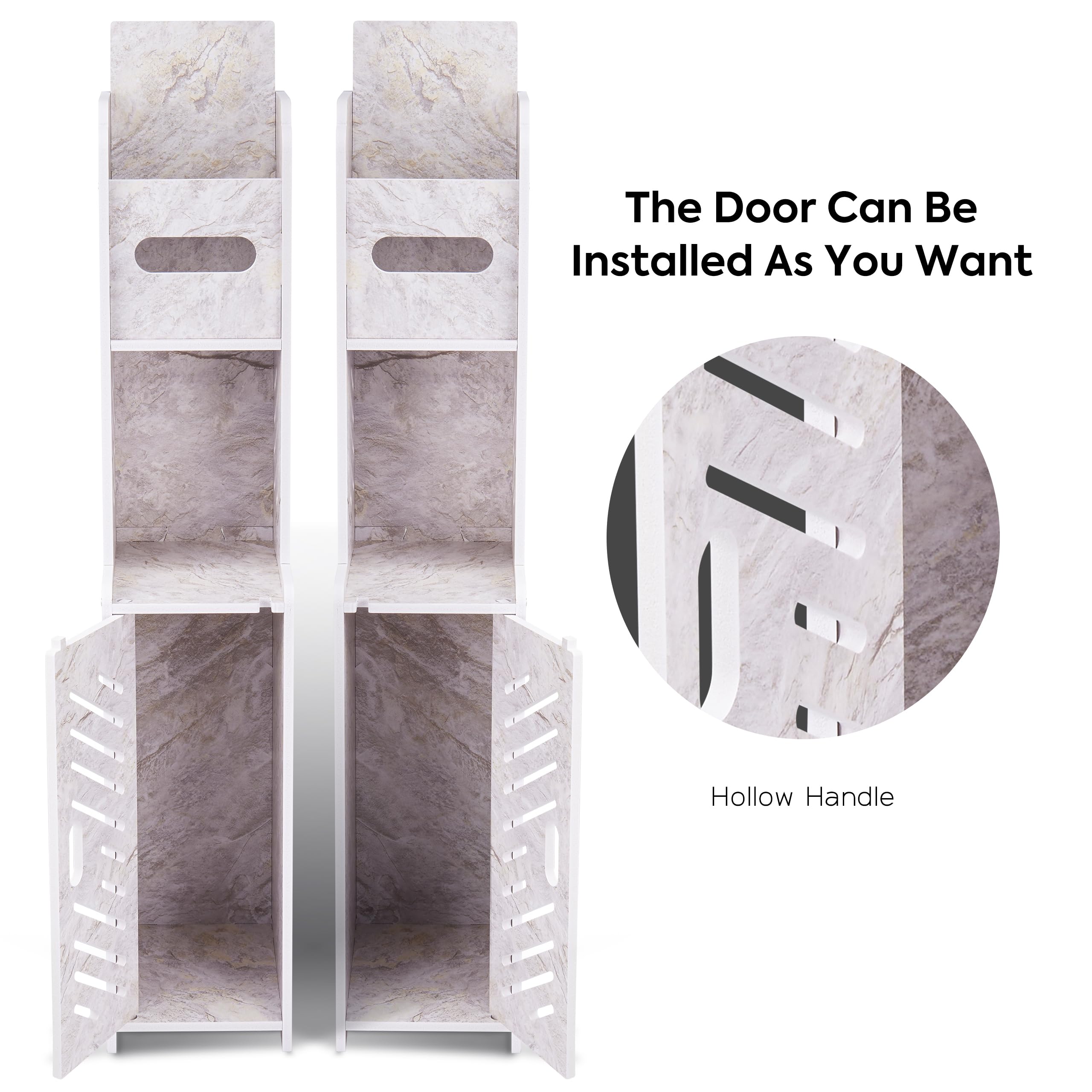 Doxo White Toilet Paper Holder Stand, Large Capacity Slim Bathroom Organizers and Storage Cabinet for Small Space (White)