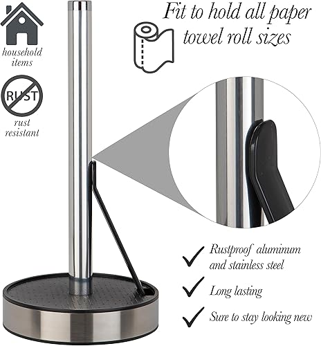 Miniatura 3 de Kitchen Details Easy Tear - Dispensador de toallas de papel de lujo con brazo de suspensión, de pie, encimera, capacidad para 1 rollo gigante, color