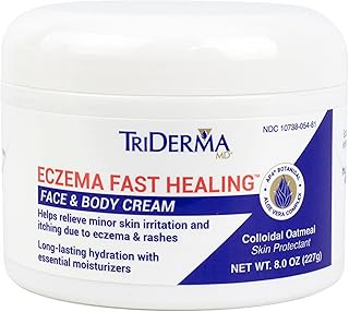 TriDerma Fast Healing Eczema Cream – Colloidal Oatmeal & Aloe | Itch Relief & Moisturizer for Dry, Irritated Skin | Eczema & Rashes, No Fragrance, 8 oz jar | Sensitive Skin Moisturizer