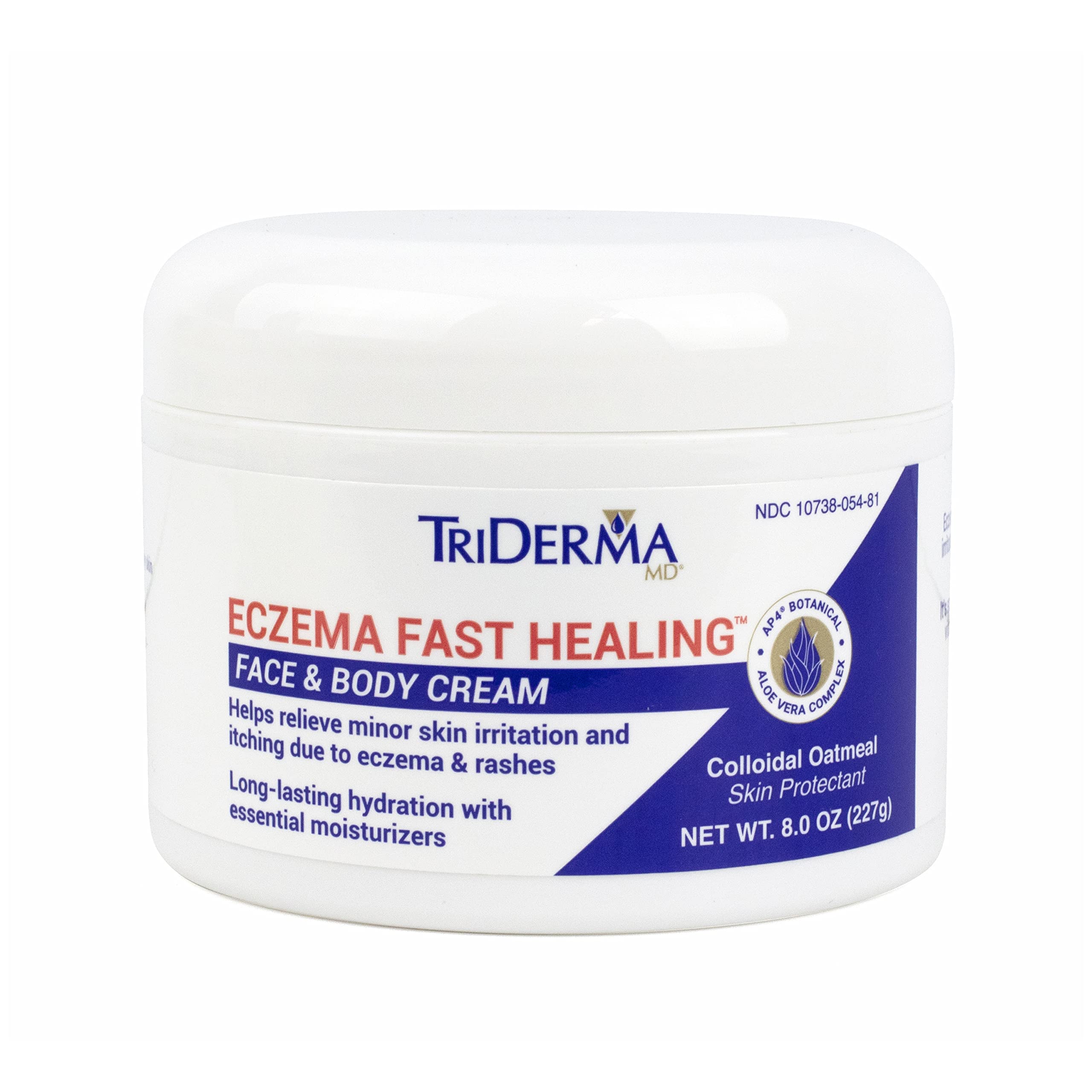 TriDerma Fast Healing Eczema Cream – Colloidal Oatmeal & Aloe | Itch Relief & Moisturizer for Dry, Irritated Skin | Eczema & Rashes, No Fragrance, 8