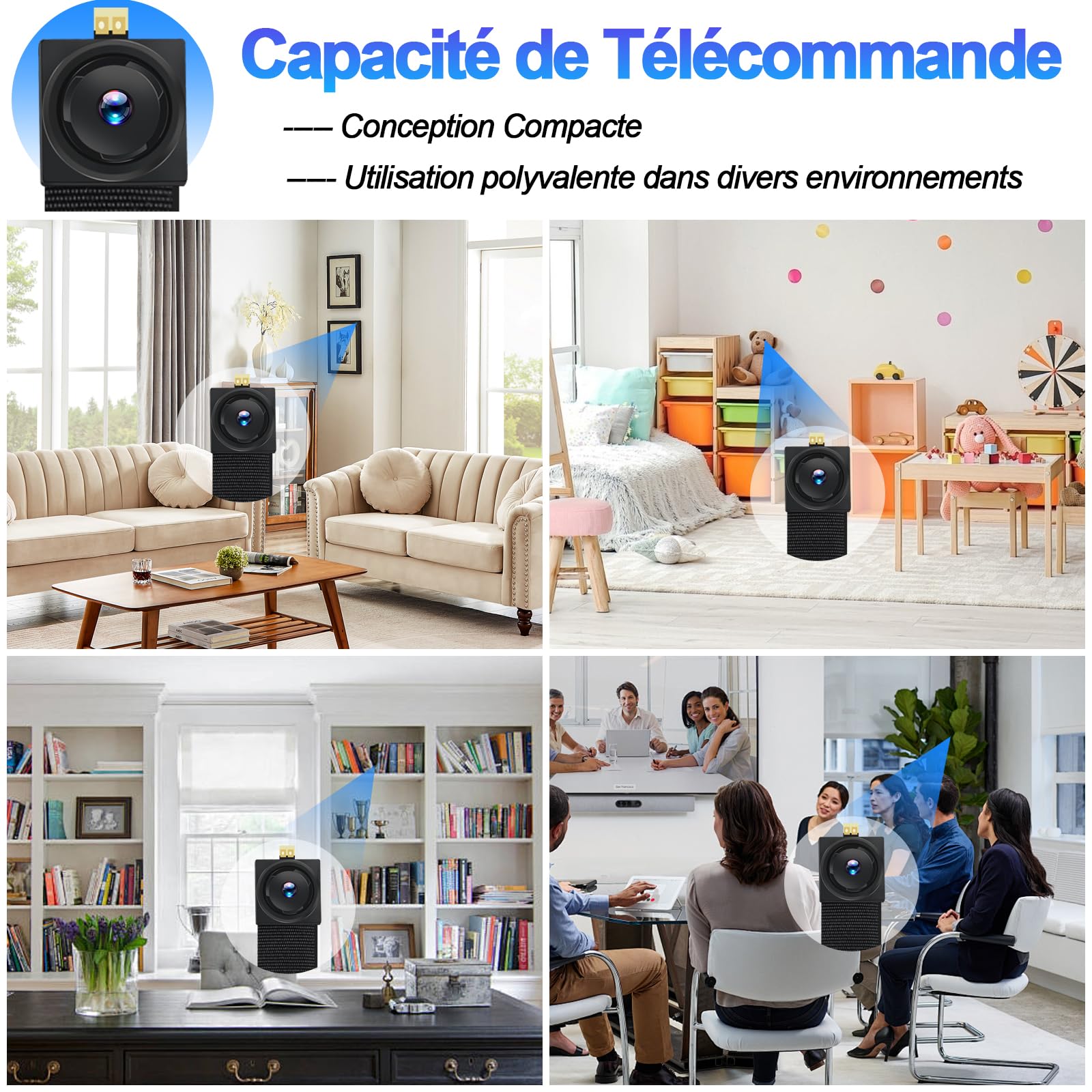 Camera Espion Mini 1080P WiFi Double Bande, Détection Mouvement | 5-6h batterie, 120° grand angle, 2.4G & 5G, enregistrement en boucle, application