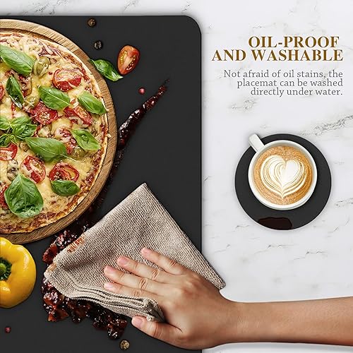 Miniatura 3 de Bacgnyer Juego de 4 manteles individuales con posavasos, resistentes a las manchas de calor, resistentes a los arañazos, antideslizantes,