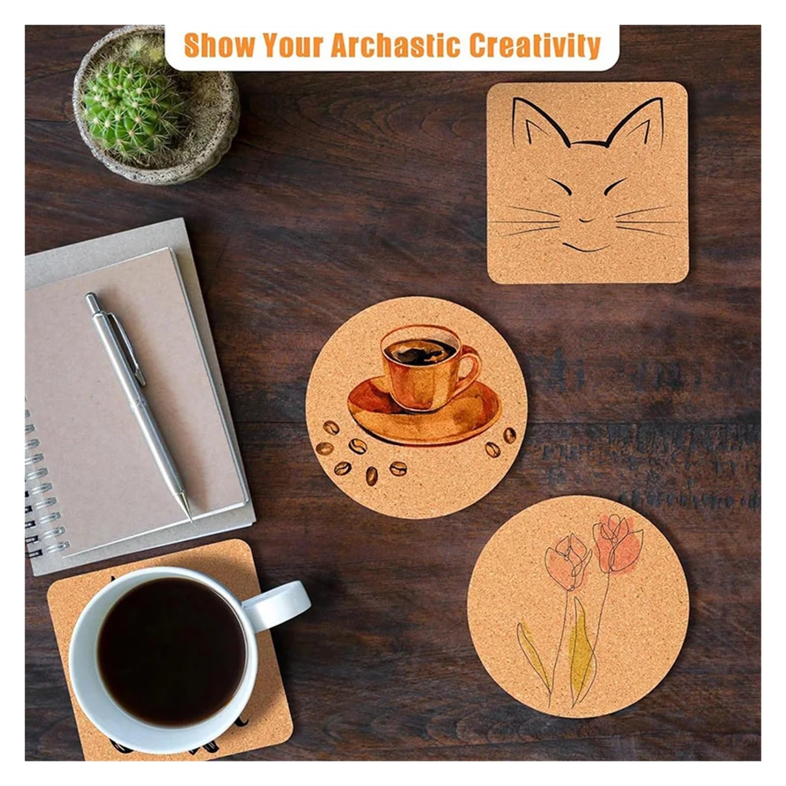 sous-Verres en liège, Coussinets de Fond Tasse Table for Le café et la Boisson Quotidienne(30PCS 90 x 3mm)