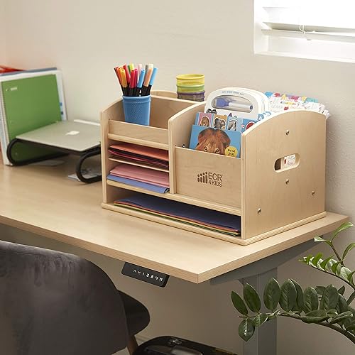 Miniatura 9 de ECR4Kids Centro de almacenamiento de suministros de mesa, organizador para profesores, natural